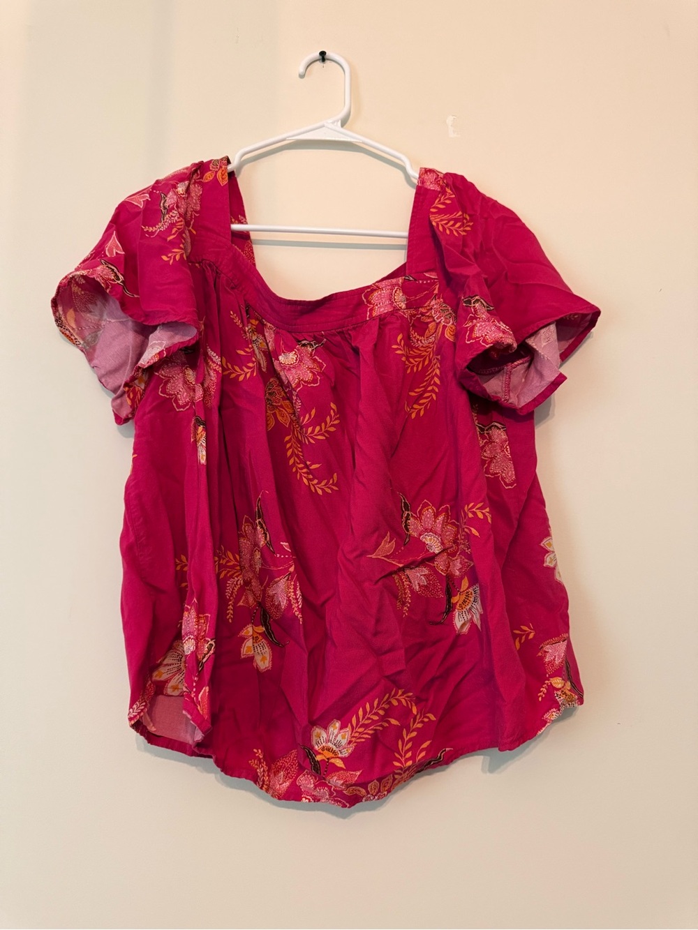 torrid Hot Pink Floral Scoop Neck Blouse